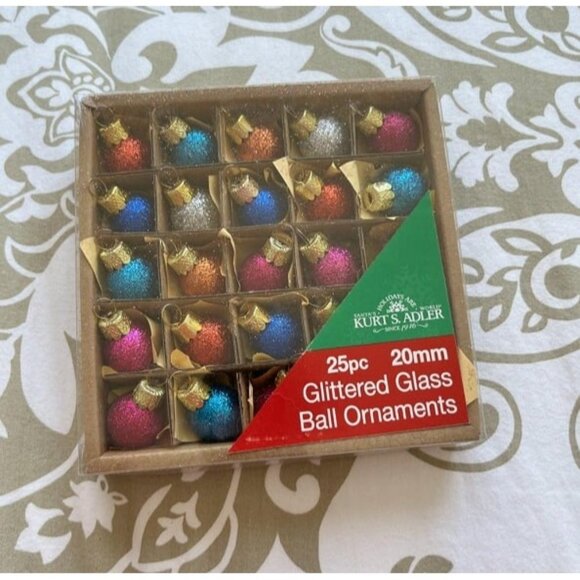 New 0.78-Inch Glitter Glass Ball, 25 Piece Set Ornaments, Multi, Count - Picture 1 of 2